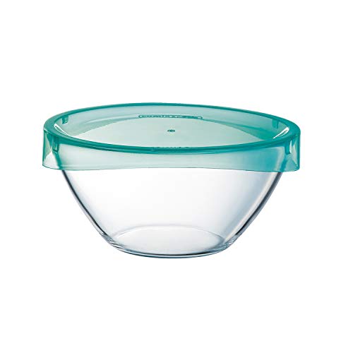 Luminarc ENSALADERA 23 CM C/Tapa KEEP'N Lagon Lum, Transparente y Verde
