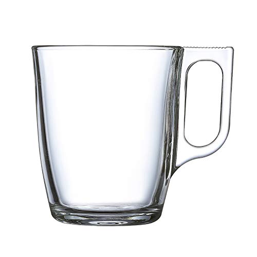 Luminarc Nuevo Set 6 Tazas Desayuno Mugs café de Vidrio para microondas 25cl, Negro