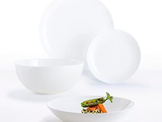 Luminarc Vajilla Redonda 19 Piezas Modelo Diwali Combinadas, Vidrio Opal, Blanco