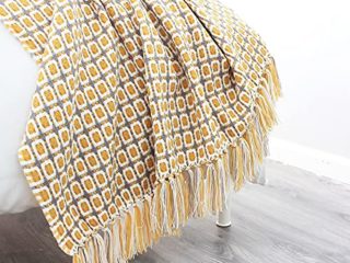 LumiSyne Manta De Punto con Flecos Pata De Gallo Bohemio Cuadros Comoda Suave Cubresofa Cubrecama Manta Cubrecama Decorativa para Sofá Cama 170x130cm