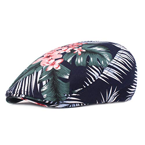 LUOXUEFEI Gorras Planas con Estampado De Flores De Verano para Hombres Y Mujeres, Gorra De Viaje En La Playa, Boina Roja Negra, Sombrero