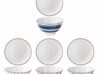 Lurrose Juego de 4 Cuencos de Arroz de Cerámica Cuencos para Servir Cuencos de Sopa de Cocina para Ingredientes Ensalada Pasta Apto para Lavavajillas