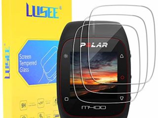 Lusee 3 Piezas Protector de Pantalla para Polar M430 / Polar M400 Cristal Vidrio Templado [Dureza 9H] [Alta Definición] Resistente a los arañazos/Anti-Huellas 2.5D Borde Curvo Protector de Pantalla