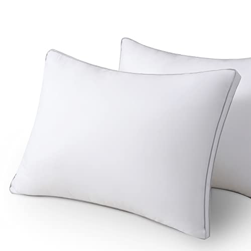 LUTE Almohadas 50x75 Pack 2, Almohadas Antiácaros Firmeza Media con Relleno Fibras 3D y 7D Mantiene la Forma, 2 Almohadas Hipoalergénicos y Respirables para Cama y Hotel, Blanca