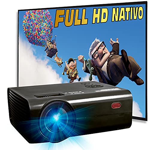 Luximagen Proyector 1080p Nativo, Silencioso, 6.000 Lúmenes,Contraste 10.000:1,Fullhd Nativo, Cine en Casa 100", USB Multimedia, Portatil 12V valido para Caravana, Preparado para PS5, Xbox Series