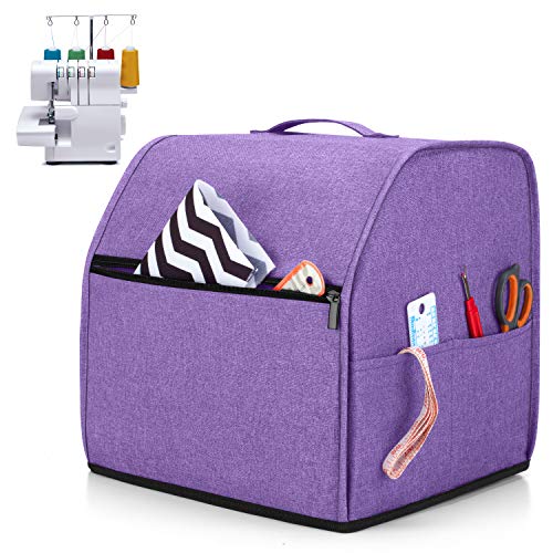 Luxja Funda Overlock, Funda Remalladora, Bolsa de Overlock con Bolsillos, Funda Máquina de Coser, para Overlock Singer, Alfa, Gris.