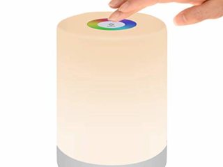 Luz de Nocturna Led, Lámpara de Mesita de Noche Control Tactil Regulable Usb Recargable Cambio de Color Rgb para Niños Habitación (Blanco Cálido)
