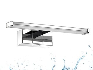 LVWIT Lámpara de Espejo para Baño 30cm de 6W 480LM, Blanco Neutro 4000K, Acero inoxidable IP44, Abrazadera en el Espejo/Gabinete/Pared 300mm, Equivalente a 41W.