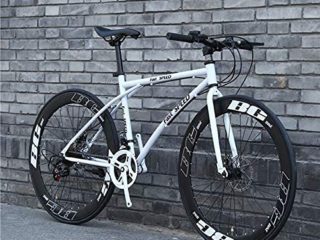 L&WB Bicicleta Adulta Híbrida, Bicicleta De Doble Disco De Doble Disco, Bicicleta De 26 Pulgadas De 24 Velocidades, Marco De Acero De Alto Carbono, Bicicleta para Hombres, Bicicletas para Mujeres,F