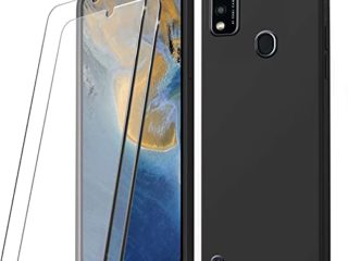 LYJERRY arcasa para ZTE Blade A51 Tapa + 2Pcs Cristal Templado para ZTE Blade A51 Funda Cover Silicona Caja Tapa Caso Case Protector Pantalla Negro