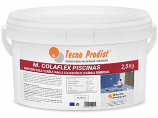 M-COLAFLEX PISCINAS de Tecno Prodist (2,5 Kg) Adhesivo cementoso mejorado flexible ideal para la colocación de baldosas en contacto permanente con agua como piscinas, depósitos agua, etc (Blanco)