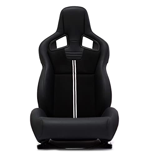 M MODAUTO Asiento Deportivo SimRacing y Coche, Semibaquet SimPro para Vehículo y Cockpit de Simulación, Cuero y Alcantara PU con Respaldo PVC (N1201U-NEGRO)