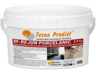M-REJUN PORCELANIC de Tecno Prodist - (2,5 Kg, Gris) - Mortero para Lechada impermeable azulejos y suelos. Pavimentos cerámicos, ladrillos, piedra, etc. (Junta ancha de 4 a 20mm)