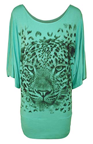 MA ONLINE - Camiseta - Manga murciélago - para Mujer Morado Verde Menta 48
