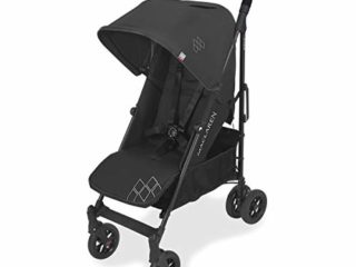 Maclaren Techno Arc silla de paseo tipo paraguas ligero , Para niños de recién nacidos hasta 25 kg, capota extensible con factor UPF 50+ y asiento reclinable, Accesorios incluidos, Negro