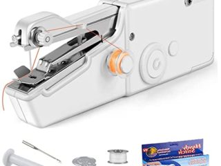 MacroHu Máquina de Coser Portátil,Mini Máquina de Coser Eléctrica de Mano para Adultos&Principiantes,Fácil de Usar y Puntada Rápida Adecuada para Ropa,Cortinas,Telas,Bricolaje para Viajes en Casa