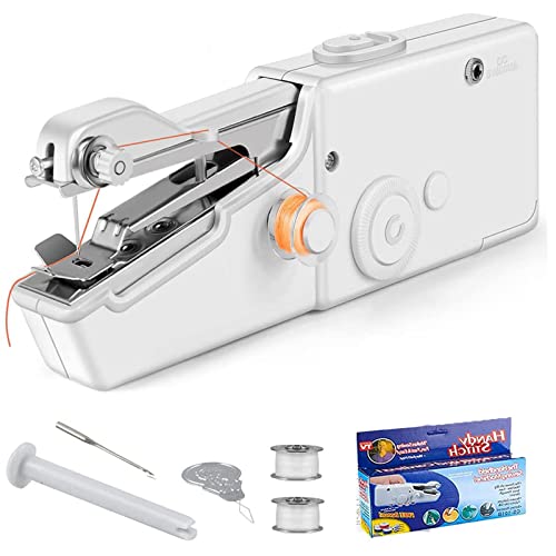 MacroHu Máquina de Coser Portátil,Mini Máquina de Coser Eléctrica de Mano para Adultos&Principiantes,Fácil de Usar y Puntada Rápida Adecuada para Ropa,Cortinas,Telas,Bricolaje para Viajes en Casa
