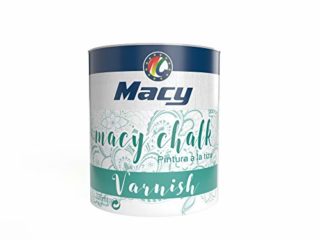 Macy-Chalk Varnish. Barniz al Agua para Proteger Duradera. Redecora tus muebles. 375 Mililitros. Transparente