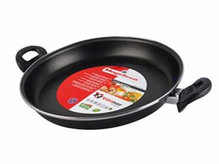 Magefesa Black - Paellera 30cm de Acero vitrificado Exterior Negro. Antiadherente bicapa Reforzado, aptas para Todo Tipo de cocinas, Especial inducción. 50% de Ahorro energético.