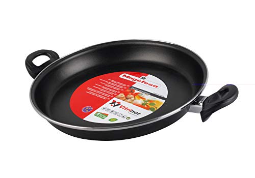 Magefesa Black - Paellera 30cm de Acero vitrificado Exterior Negro. Antiadherente bicapa Reforzado, aptas para Todo Tipo de cocinas, Especial inducción. 50% de Ahorro energético.