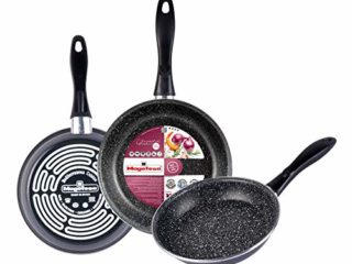 Magefesa K2 Gransasso Juego de 3 sartenes (18/20/24) cm de Acero vitrificado Exterior Gris Moteado. Antiadherente bicapa Reforzado Efecto Piedra, aptas para Todo Tipo de cocinas