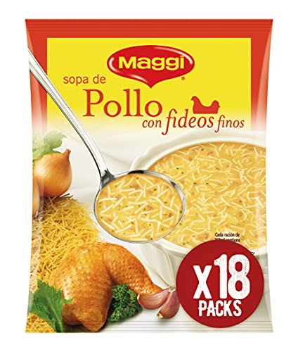 Maggi Sopa de Pollo con Fideos Finos - Sopa Deshidratada - Paquete de 18x82g - Total: 1.47kg