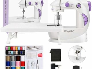 Magicfly Mini Máquina de Coser Para Principiantes, Máquina de coser Portátil de Doble Velocidad con Mesa de Extensión, luz, kit de Costura Para el Hogar Viajes