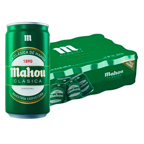 Mahou Clásica - Cerveza Dorada Lager, 4.8 % Volumen de Alcohol - Pack de 24 Latas x 25 cl