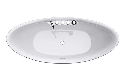 Mai & Mai Bañera independiente 180x80cm bañera ovalada de acrílico en blanco con grifo V603