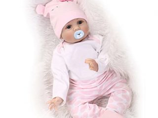 MAIDE DOLL Reborn Muñecas de bebé de Vinilo de Silicona Suave Realista Recién Panda Coat Negro Zapatos de Pantalones Nacido para niños Mayores de 3 años Juguete-55CM