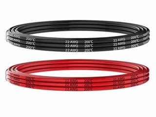 MakerStack Cable de Silicona de Calibre 22, 8.2 pies en Negro y 8.2 pies en Rojo, de Baja impedancia Suave y Flexible, Cable de Silicona 22 AWG para el Coche RC, Drone, batería de avión, etc
