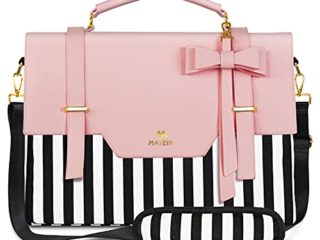 Maletin Mujer para Portatil 15 6 Pulgadas Grande Bolso Portadocumentos para Ordenador Portátiles Elegante Bolsa Bandolera para Profesora Estudiantes Universitarios Trabajo Viaje, Rosa
