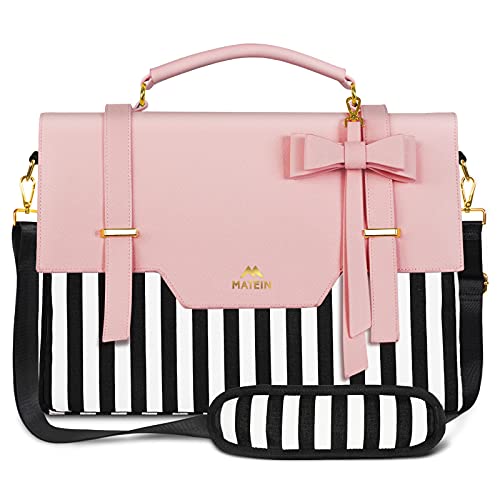 Maletin Mujer para Portatil 15 6 Pulgadas Grande Bolso Portadocumentos para Ordenador Portátiles Elegante Bolsa Bandolera para Profesora Estudiantes Universitarios Trabajo Viaje, Rosa