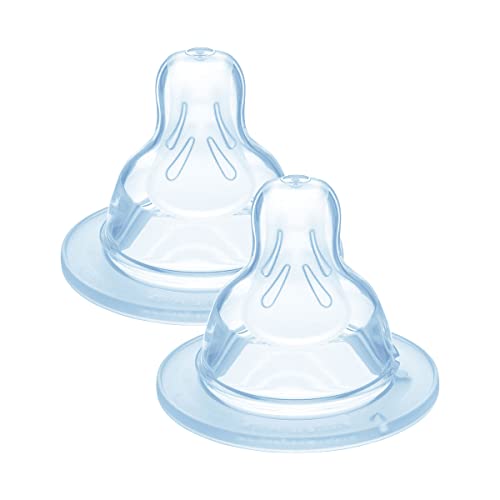 MAM Lote de 2 Tétines Anatomiques en Silicone 2+ mois Débit 2 Moyen, tétine plate et ultra-douce pour bébé, Instrucciones en Lengua Extranjera