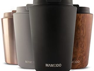 MAMEIDO Taza termica 350ml Rich Black - Termo café para llevar acero inox sin BPA, Antigoteo, Vaso termico café y té, hermético para bebidas frías y calientes