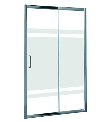 Mampara de Ducha MODULAR Frontal Sencilla - 1 Hoja FIJA + 1 Hoja CORREDERA. Con Tratamiento EASY-CLEAN. (110 cm, SERIGRAFIADA)