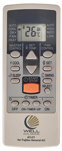 Mando a Distancia de Repuesto Universal para Aire Acondicionado Fujitsu - Aire Acondicionado General - Bomba de Calor - Inverter Compatible con Todos los Modelos de Estas Marcas