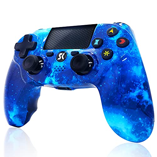 Mando inalámbrico para PS4, Controlador de Doble vibración de Alto Rendimiento Compatible con Playstation 4 / Pro/Slim/PC con función de Audio, Mini LED - Blue