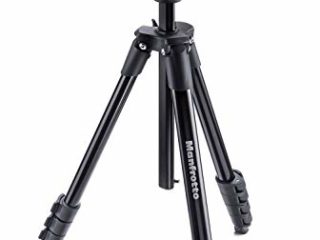 Manfrotto MKCOMPACTACN-BK Compact Action - Trípode con Rótula de Joystick para Cámaras Réflex (DSLR) de Iniciación, Compactas hasta 2kg, para Fotografías Vídeos, Negro