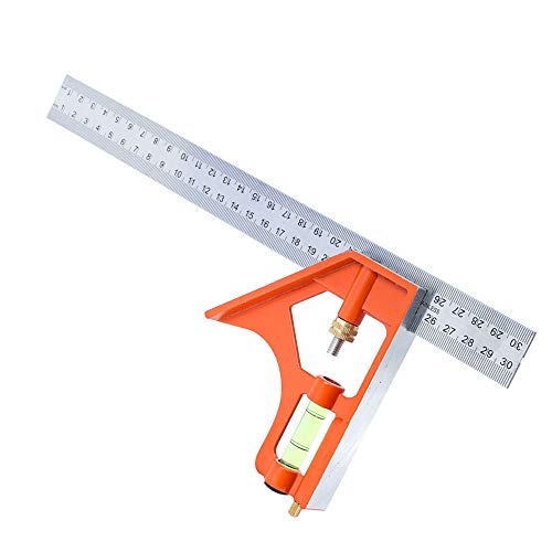 ManLee 12in Regla de Ángulo Recto Ajustable de Acero Inoxidable Ajustable Escuadra Combinada Carpintería de Doble Ángulo Cuadrado de Combinación Herramienta de Medición Profesional del Ingenier 300mm
