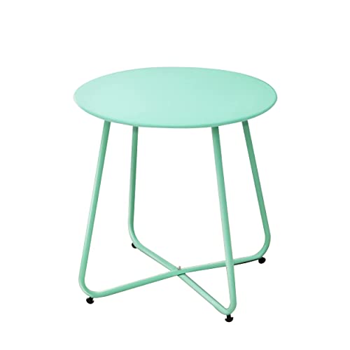 Mano Mesa Auxiliar Redonda Pequeña Metalica Mesa de Centro Redonda para Salón Terraza Jardin Exterior Estilo Nordico Mesa De Café Pequeña Diámetro 45cm