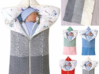 manta de cochecito de bebé, manta de bebé recién nacido saco de dormir cálido de invierno para bebés o niños de 0-12 meses (Gris)