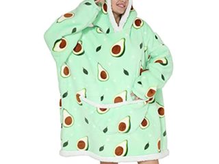 Manta de gran tamaño con capucha – Manta de forro polar sherpa para mujeres adultas y hombres, sudadera con capucha gigante mullida y cómoda, avocado,