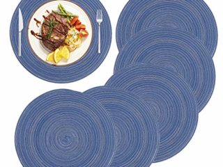 MaoXinTek Manteles Individuales Redondos de Algodón 36cm/14inch Trenzado Antideslizante Salvamanteles Lavables, Alfombrillas de Comedor (Juego de 6)