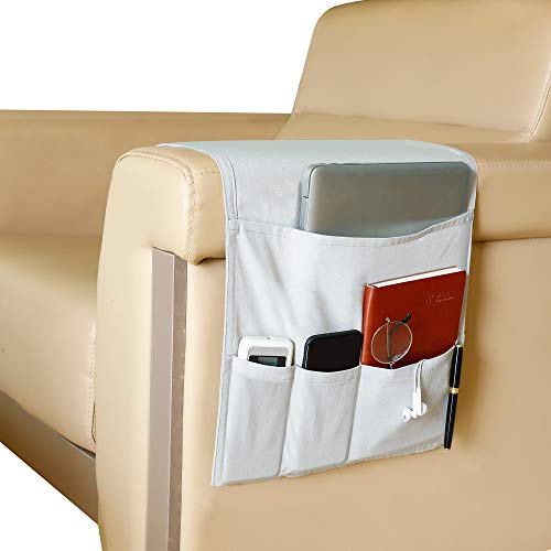 MaoXinTek Organizador de Sofá Silla, Soporte para Mando a Distancia de TV, Bolsa de Almacenamiento para Reposabrazos Antideslizante con 5 Bolsillos, para Revistas Teléfono, Libros, Gafas