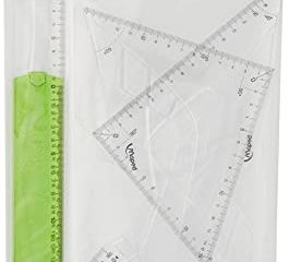 Maped 227835 - Kit trazado 4+1, regla de 30 cm, cartabón, escuadra, transportador y regla 20 cm, Colores Surtidos