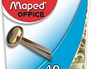 Maped - Encuadernadores Metálicos - Caja Abrefácil - 40 Unidades de Latón - Tamaño de 17 mm - Encuadernadores Pequeños para Documentos y Manualidades