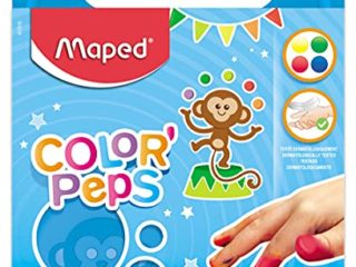 Maped - Set de Manualidades para Niños - Pintura con el Dedo - A Partir de 1 Año - Ideal para Aprender a Pintar - 4 Botes de Pintura al Agua - Limpieza con Agua - Amarillo, Verde, Rojo y Azul