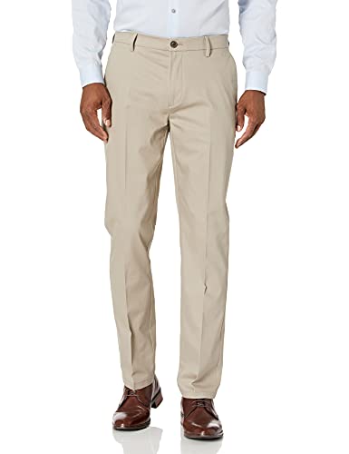 Marca Amazon - Goodthreads - Pantalones chinos de vestir antiarrugas de corte atlético para hombre, Caqui, 32W x 32L