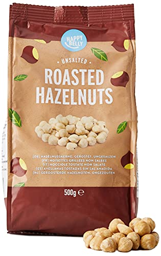 Marca Amazon - Happy Belly Avellanas tostadas sin sal añadida, 4x500g